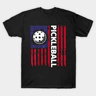 Pickleball American Flag Funny Pickleball Lover Vintage T-Shirt